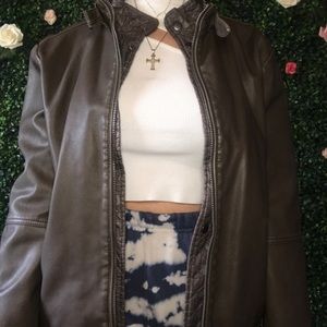 Chocolate brown leather jacket